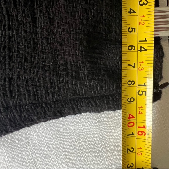 Zara Buttoned Black Textured Knit Midi Skirt Gold Side Buttons & Slit Size L - Picture 8 of 10